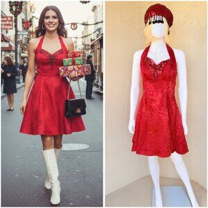 Ruby Red Vintage 90s Christmas Mini Dress